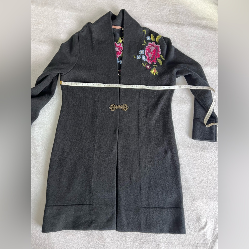 Soft Surroundings Black Cardigan with Floral Embroidery - Picture 11 of 13